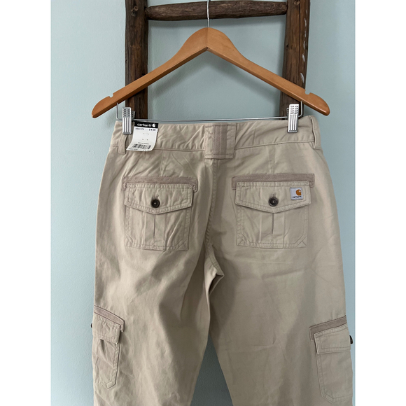 Carhartt Carpenter Crop Pants Relaxed Fit Utility Pockets Beige Size 2 NWT - Picture 3 of 4